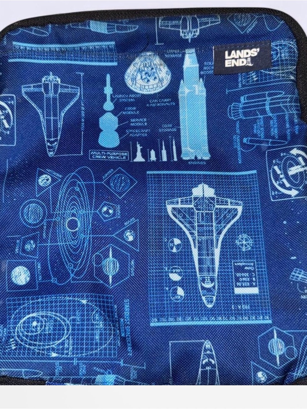 Lands' End Blue Space Print Travel Lunch Box